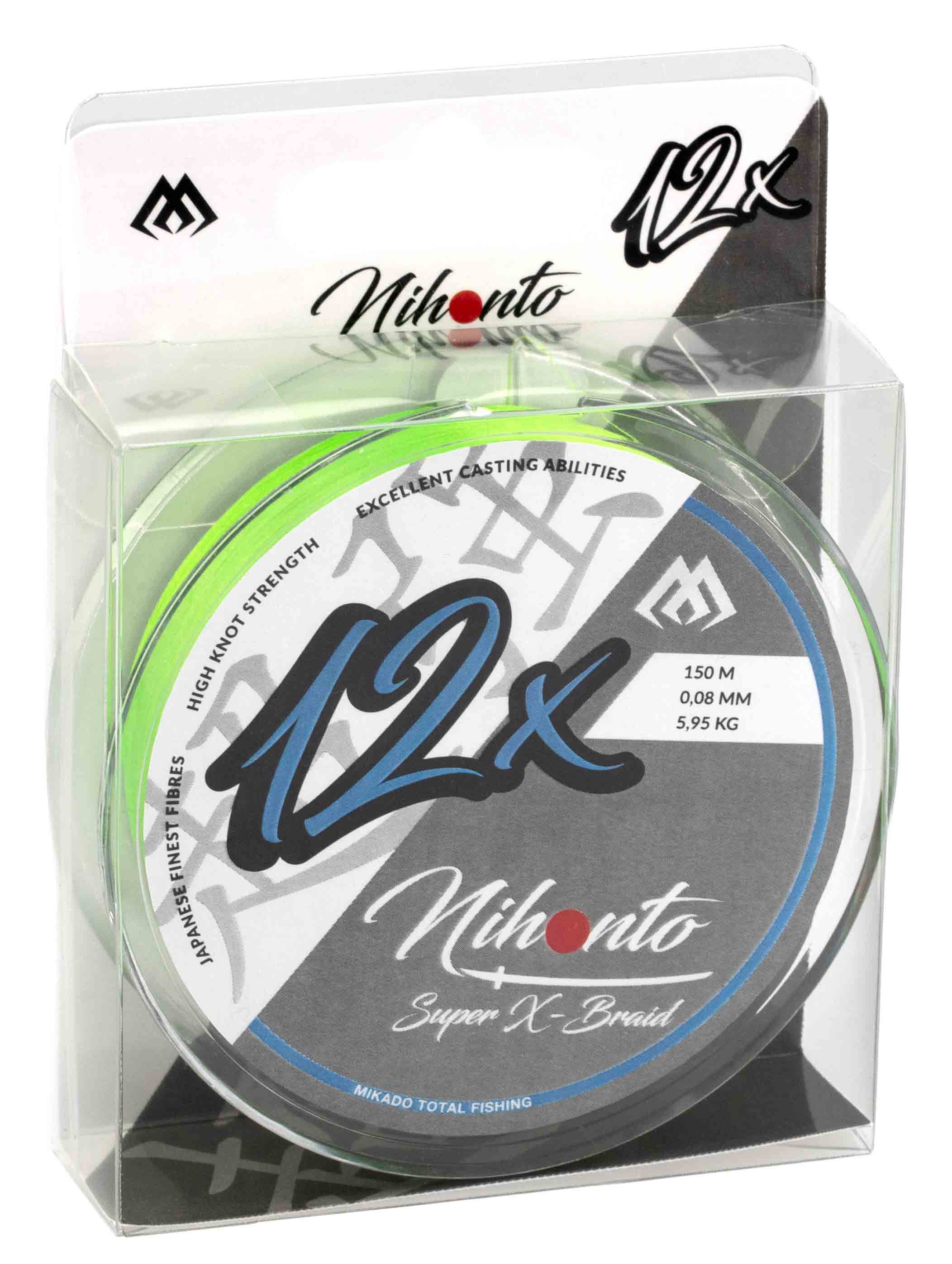 PLETENÁ ŠŇŮRA - NIHONTO SUPER X-BRAID - 0.08mm/5.95kg/150m - FLUO - 1 cívka